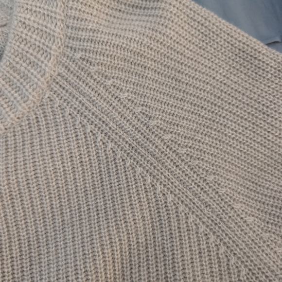 Quince 100% Mongolian Cashmere Fisherman Sweater Crew neck Heather Cloud Beige L - Picture 2 of 5